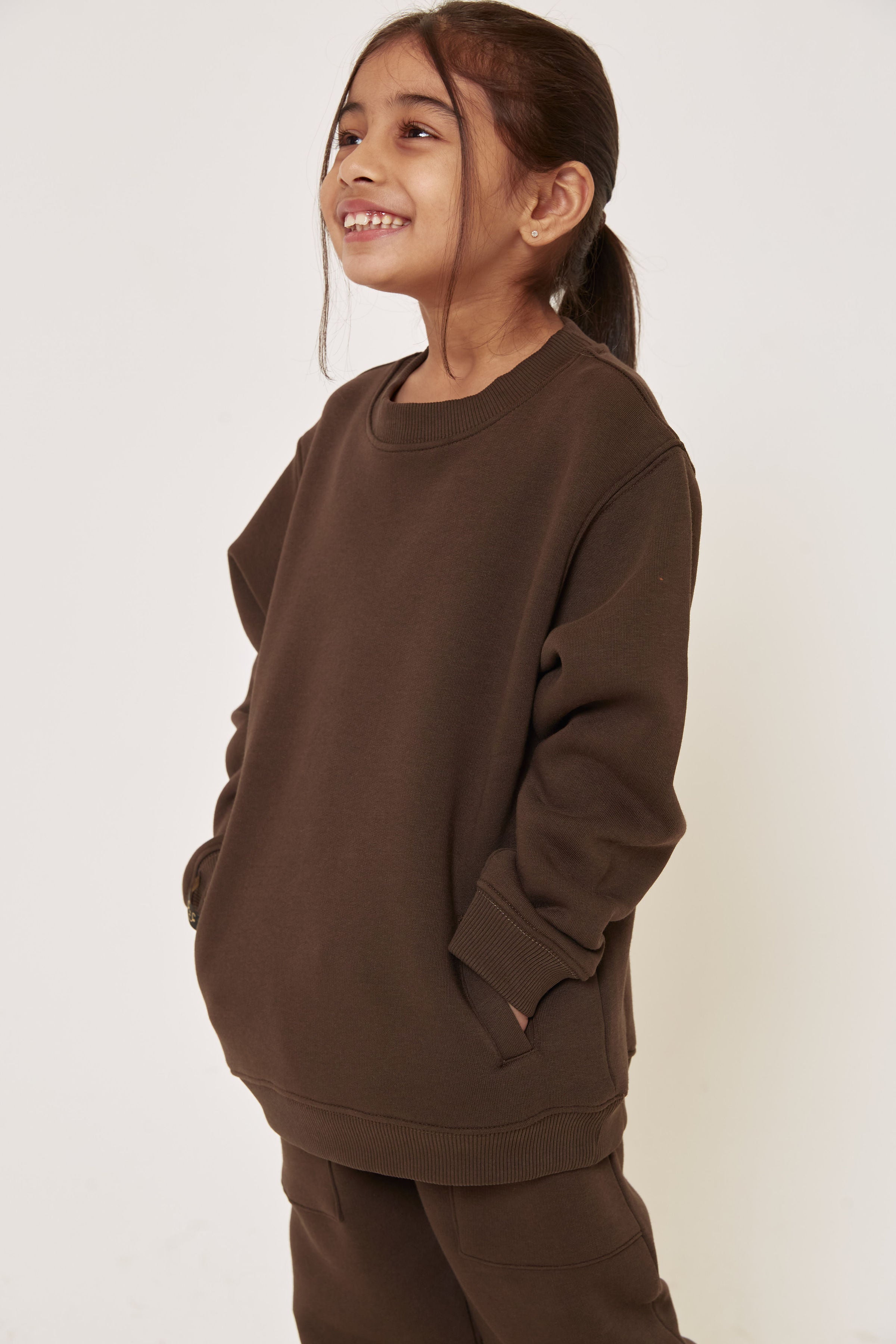 Kids Oversized Sweatshirt - Dark Brown - Sa-Sa Studio