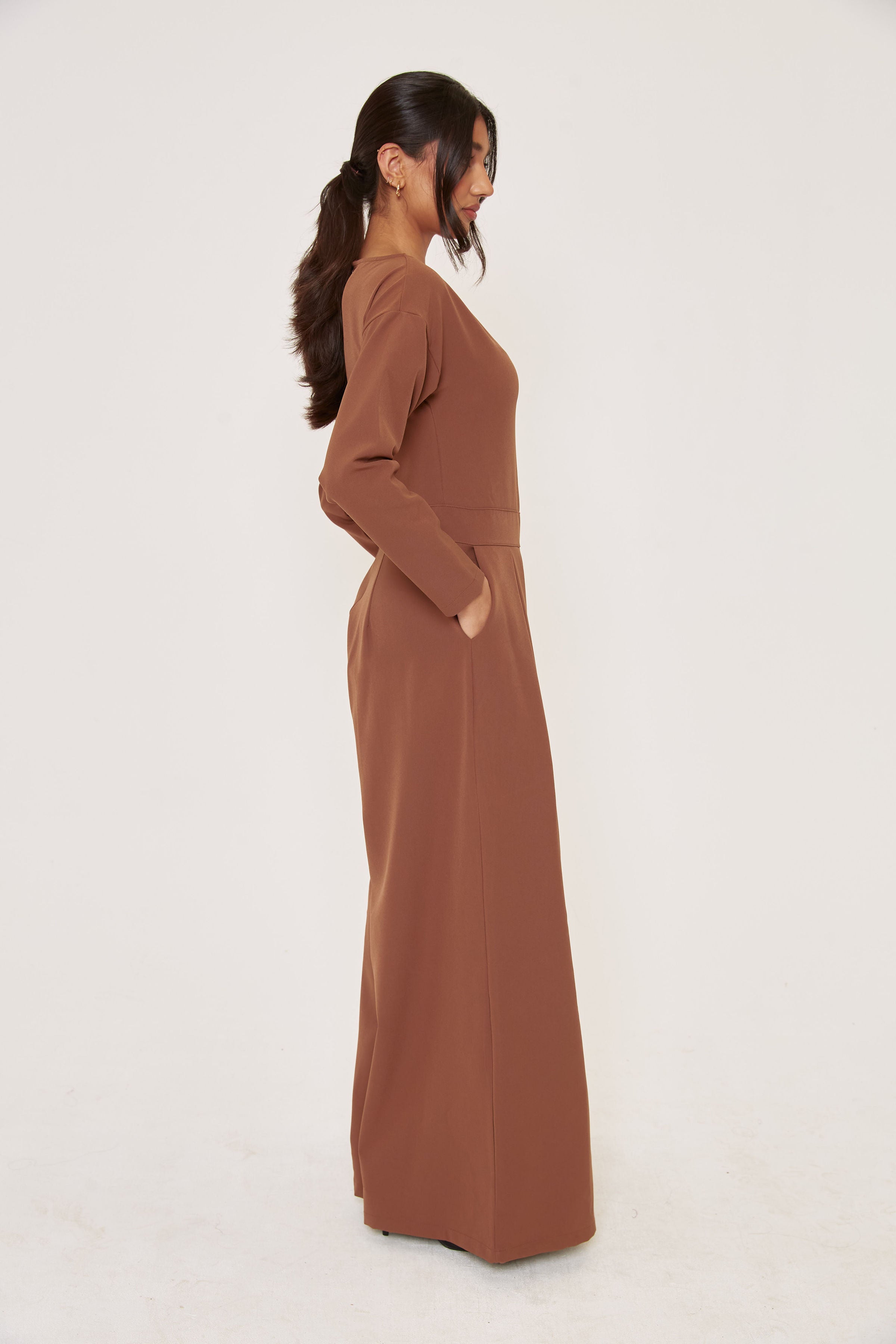 Effortless Evening Jumpsuit - Brown - Sa-Sa Studio