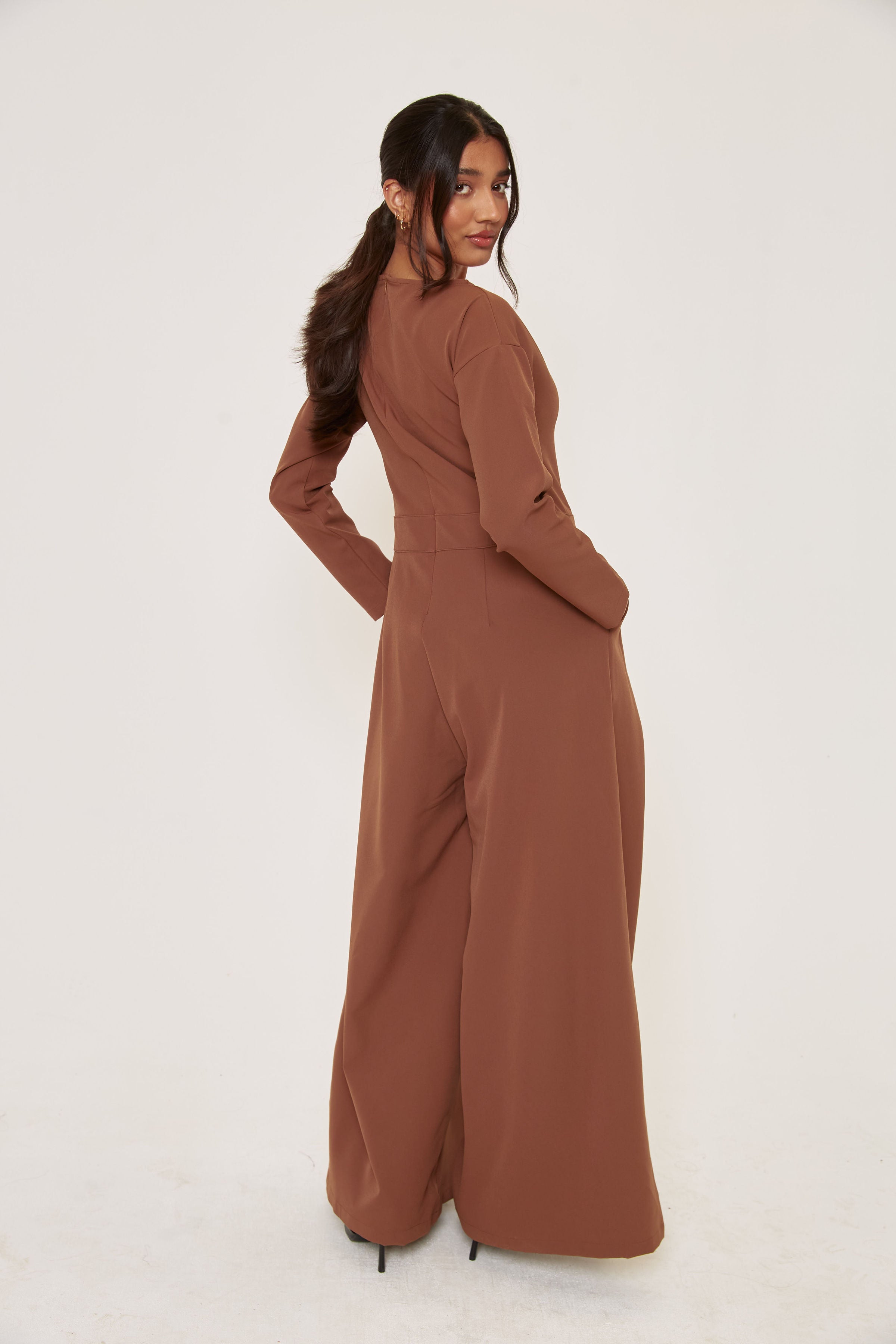 Effortless Evening Jumpsuit - Brown - Sa-Sa Studio