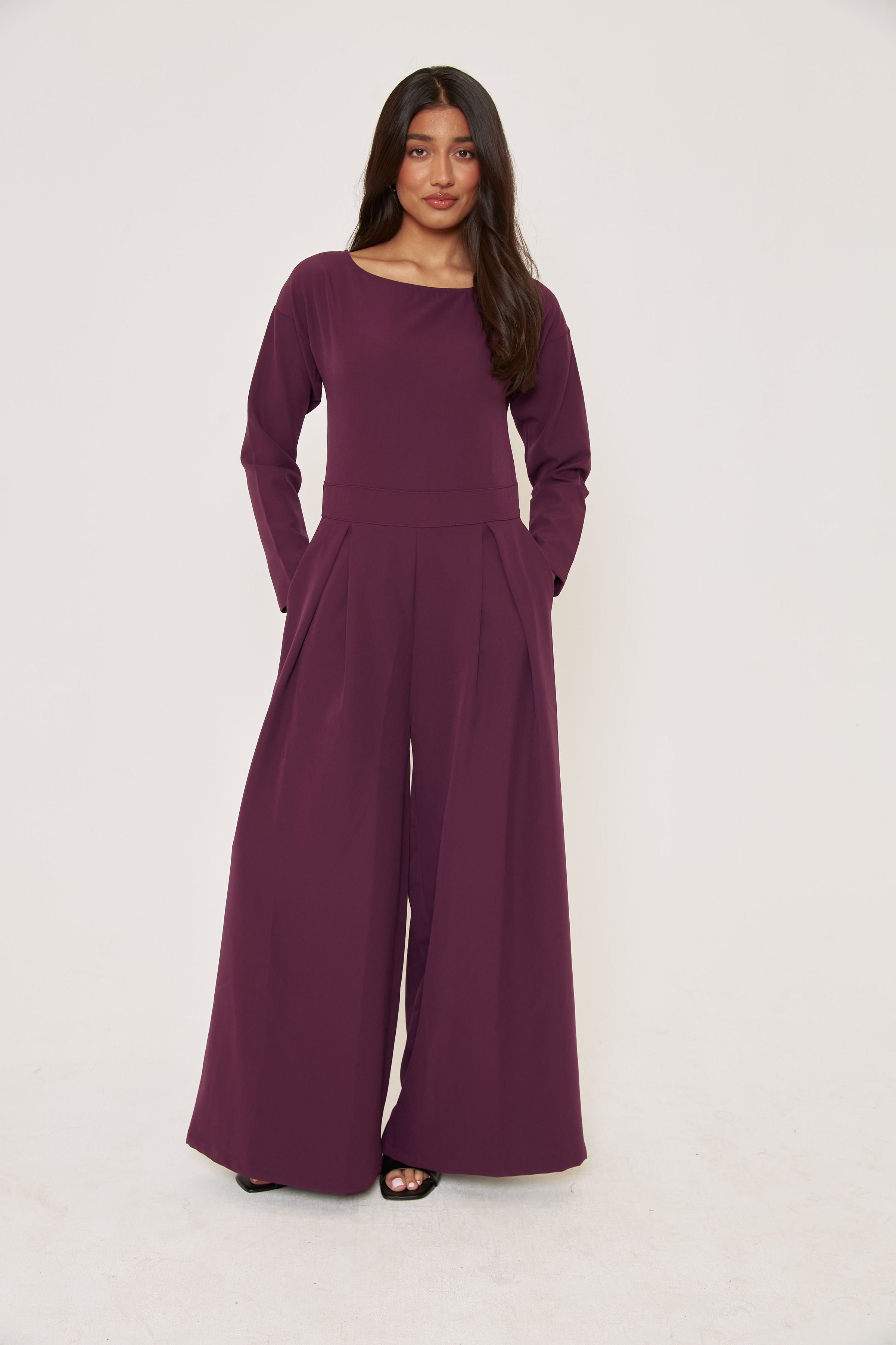 Effortless Evening Jumpsuit - Burgundy - Sa-Sa Studio