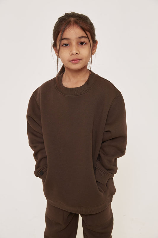 Kids Oversized Sweatshirt - Dark Brown - Sa-Sa Studio