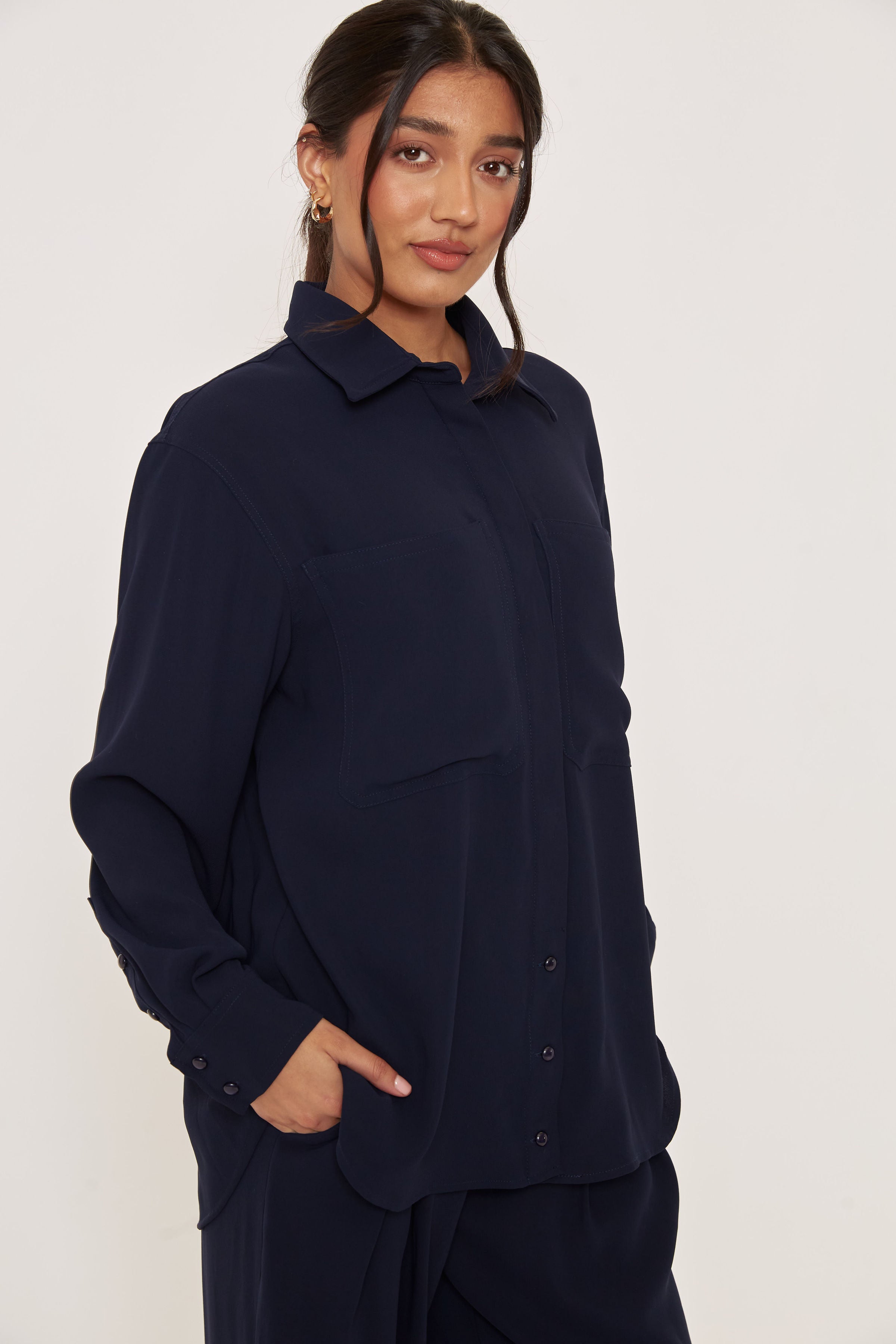 Large Pocket Shirt - Navy - Sa-Sa Studio