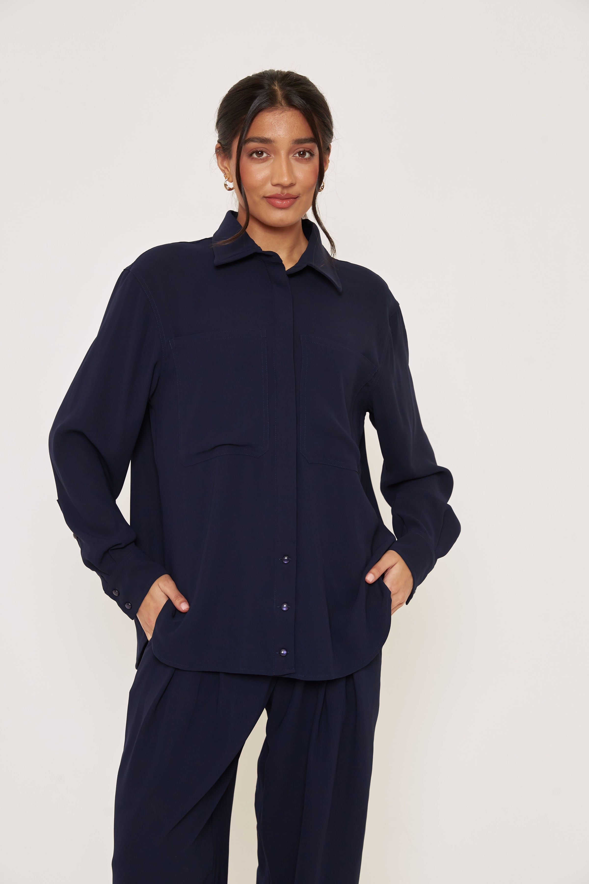 Large Pocket Shirt - Navy - Sa-Sa Studio