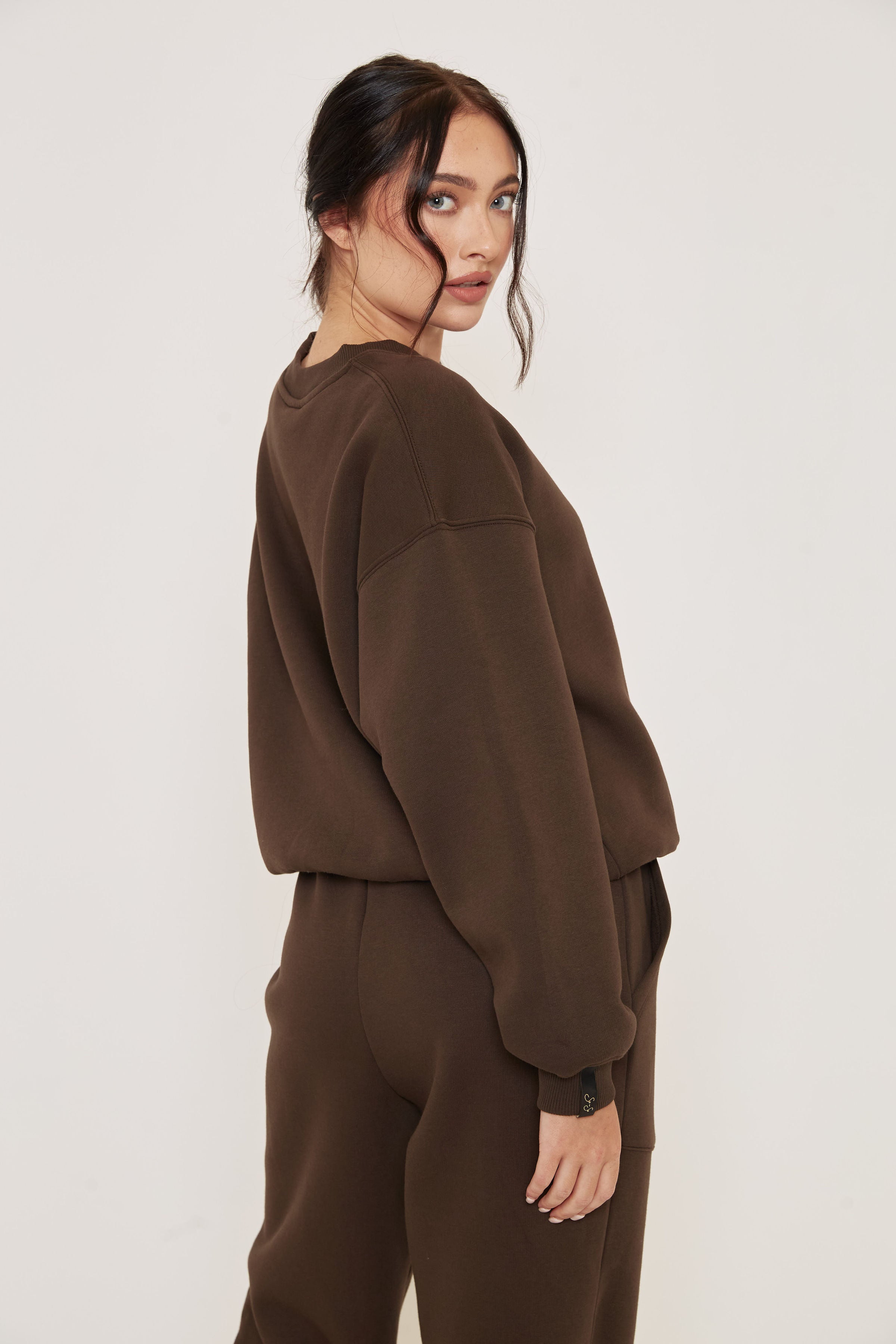 Oversized Sweatshirt - Dark Brown - Sa-Sa Studio