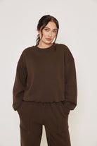 Oversized Sweatshirt - Dark Brown - Sa-Sa Studio