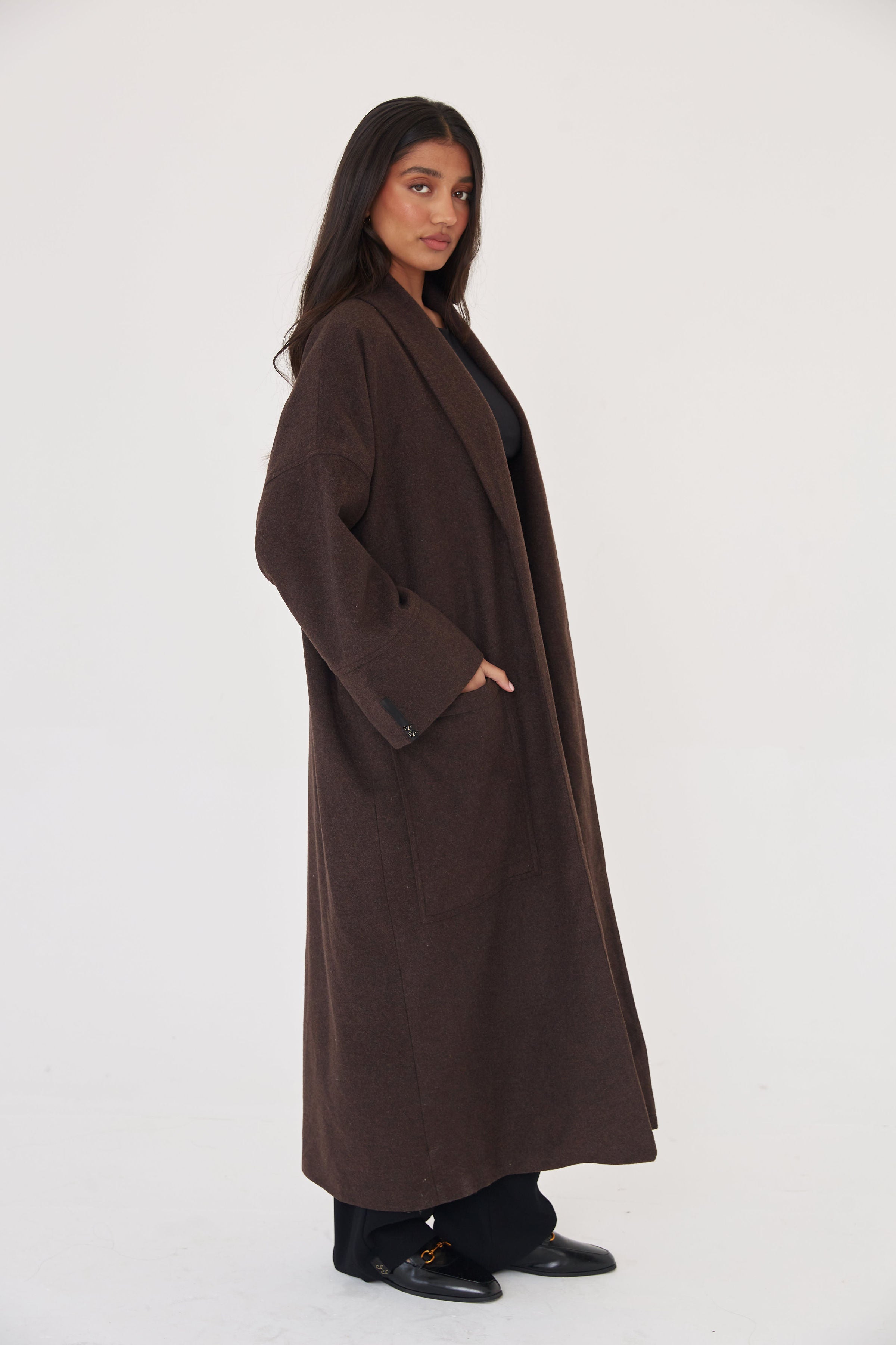 Relaxed Wool Coat - Dark Brown - Sa-Sa Studio