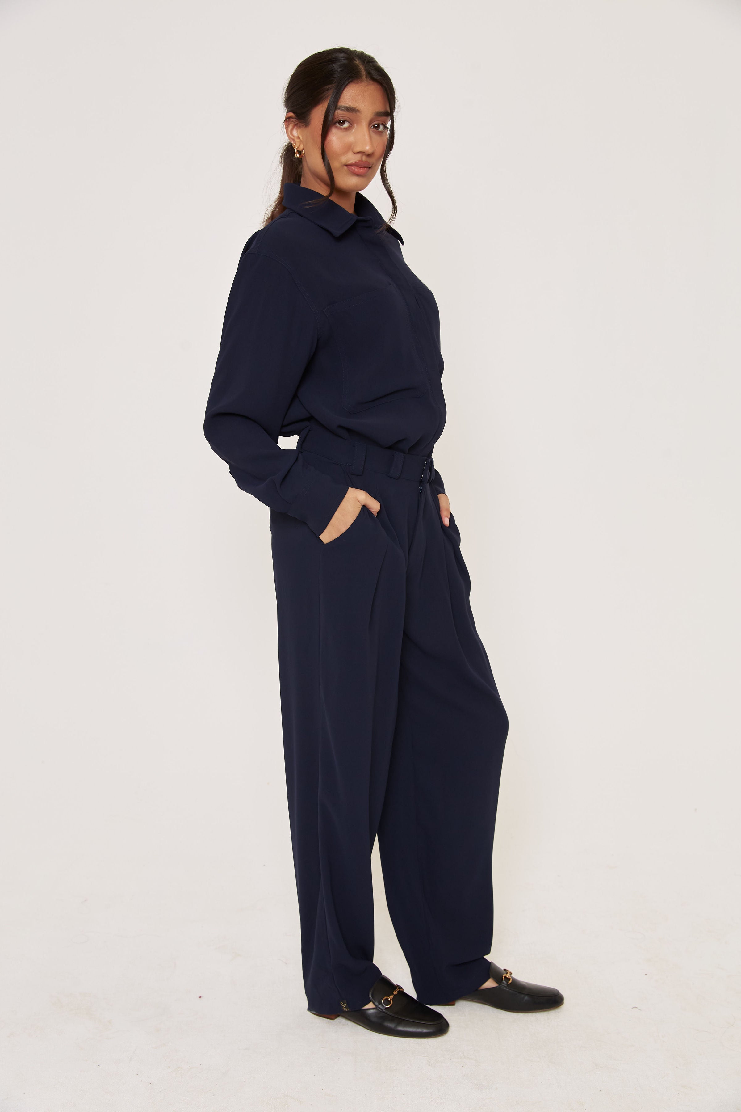 Tailored Trousers - Navy - Sa-Sa Studio